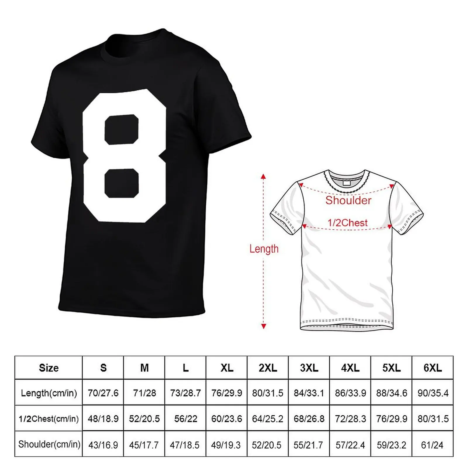 Number 8, White eight, Sports number 8 T-Shirt t shirt for man 100 percent cotton t shirts for man graphic vintage T-Shirt