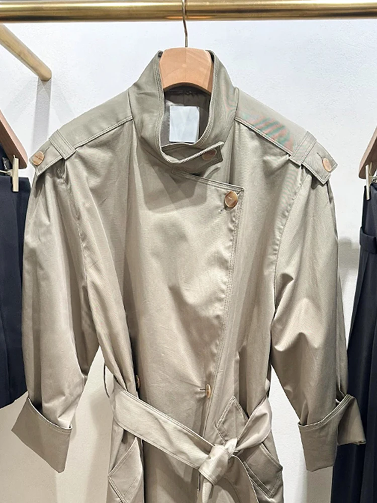 エレ ロング スヴェ ウィンドブレーカー コート ベルト付き ハイカラーデザイン レディース 秋 ファッション アウターウェア シンプル スレ ポリエステル F...