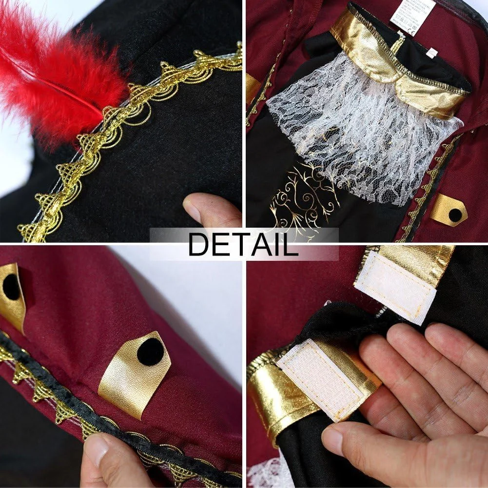 أطفال القراصنة الكابتن تأثيري هالوين زي قصر نمط القراصنة دور اللعب مجموعة للبنين حفلة كرنفال فستان ارتداء