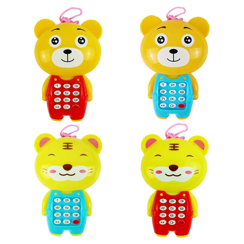 

Kids Early Education Puzzle Simulation Cell Phone Toys Cartoon Cute Bear Tiger Telephone with Music and Light Toys Baby Gifts