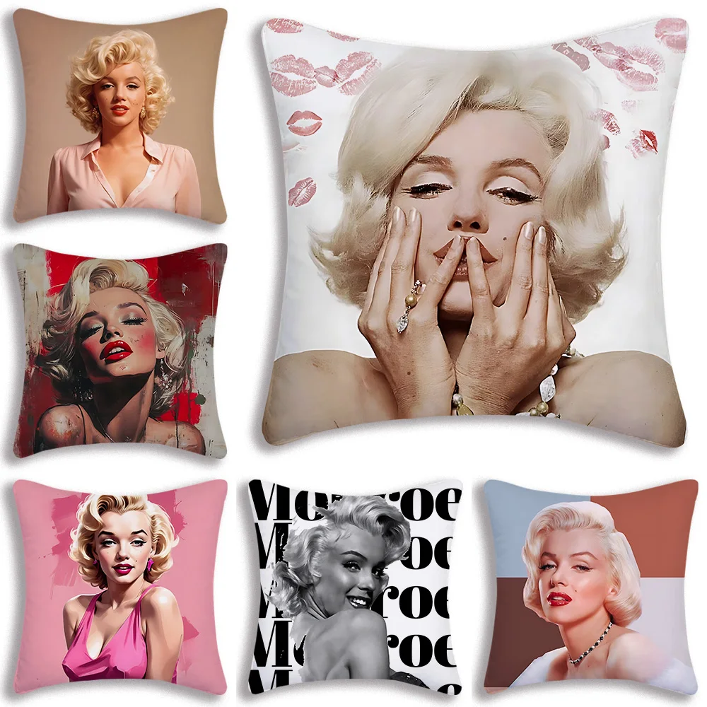 Pillow Covers M-MarilynS MonroeS Cartoon Sofa Decorative Home Double-sided Printing Short Plush Cute Cushion Cover