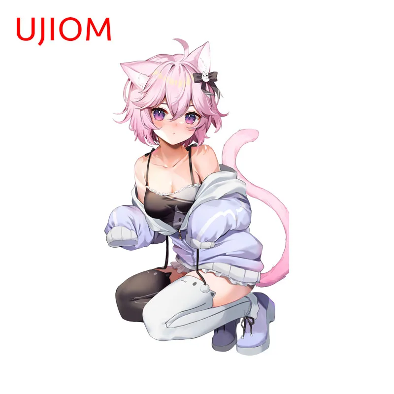 UJIOM Furry Cat Girl Wall Sticker Interesting Waterproof Sunscreen Vinly Decal Adhesive Sofa Wall Windows Decoration Accessories