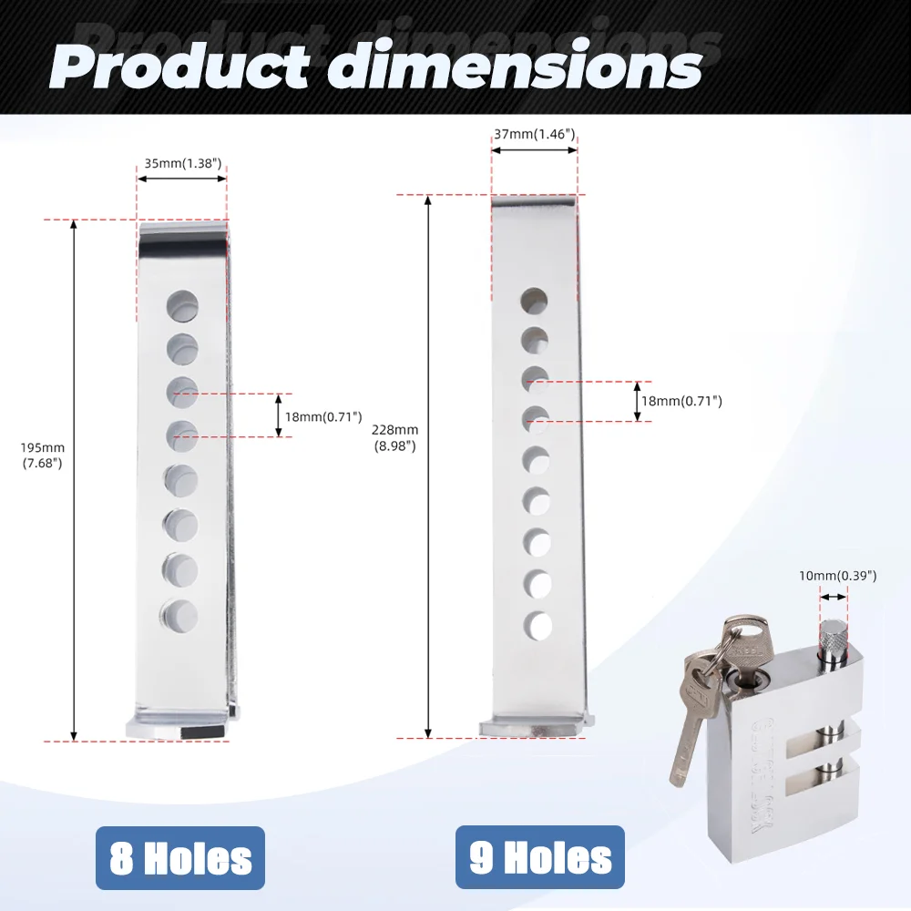 8 Holes Pedal Lock Universal Car Anti-Pry Brake Pedal Lock Auto Vehicle Anti-Theft Security Protection Device EM1115