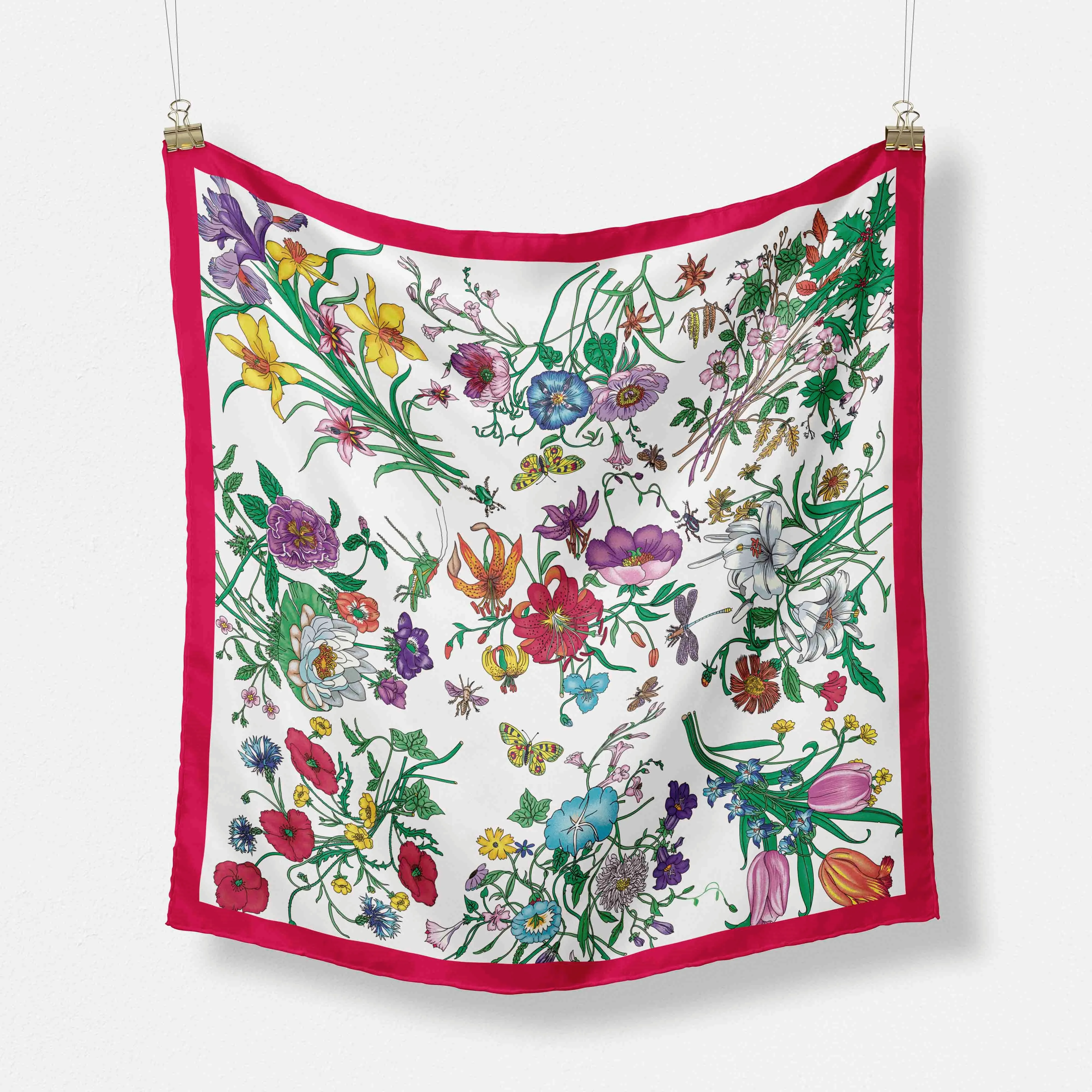 70cm*70cm  New 2025 Summer And Spring Women Cotton Silk muffler Bandana Print Scarf Beach Shawls And Wraps Female Foulard Scarfs