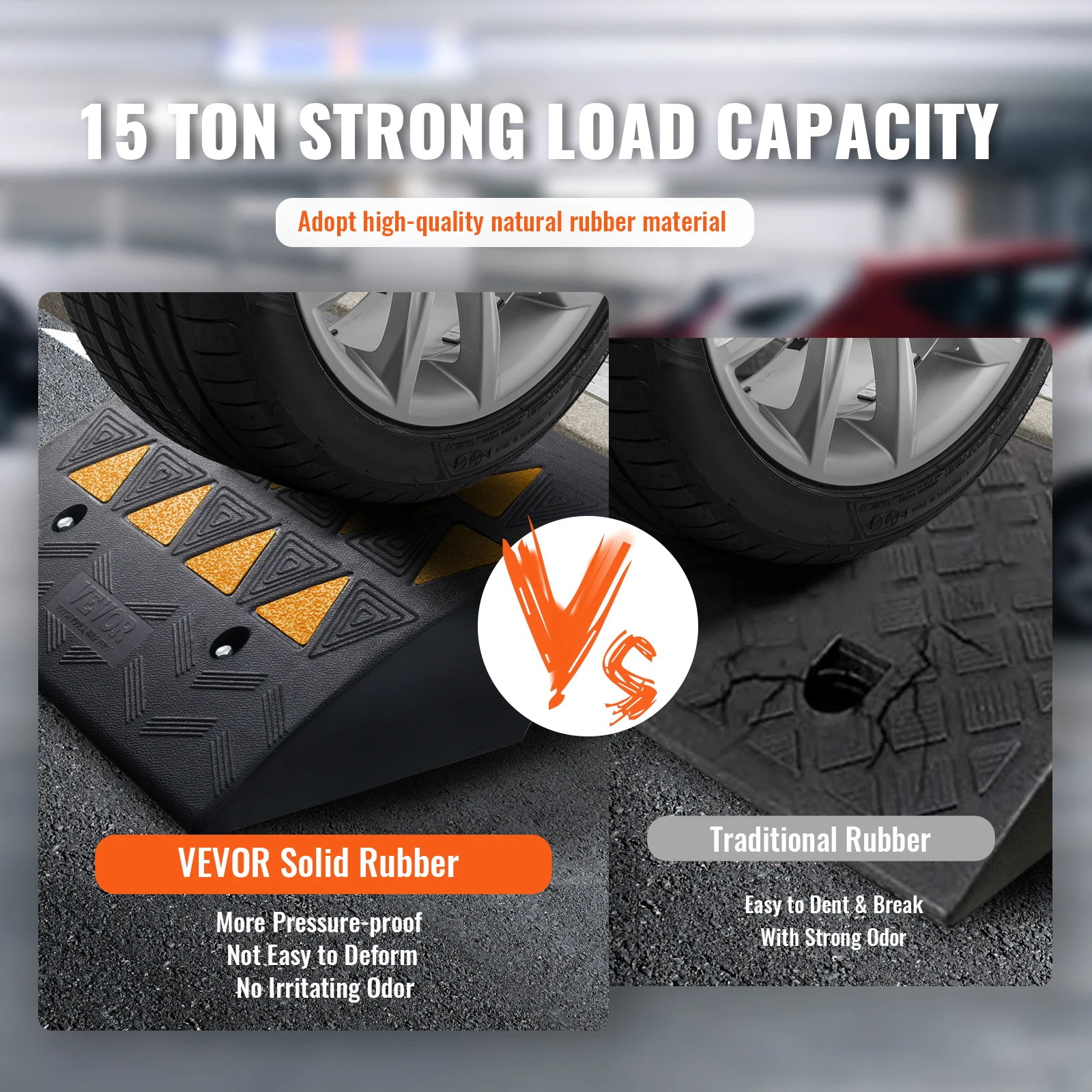 VEVOR 1/2 Pack Rubber Curb Ramp Rise Heavy Duty Threshold Driveway Ramps with Stable Structure for Car Wheelchairs Motorcycles