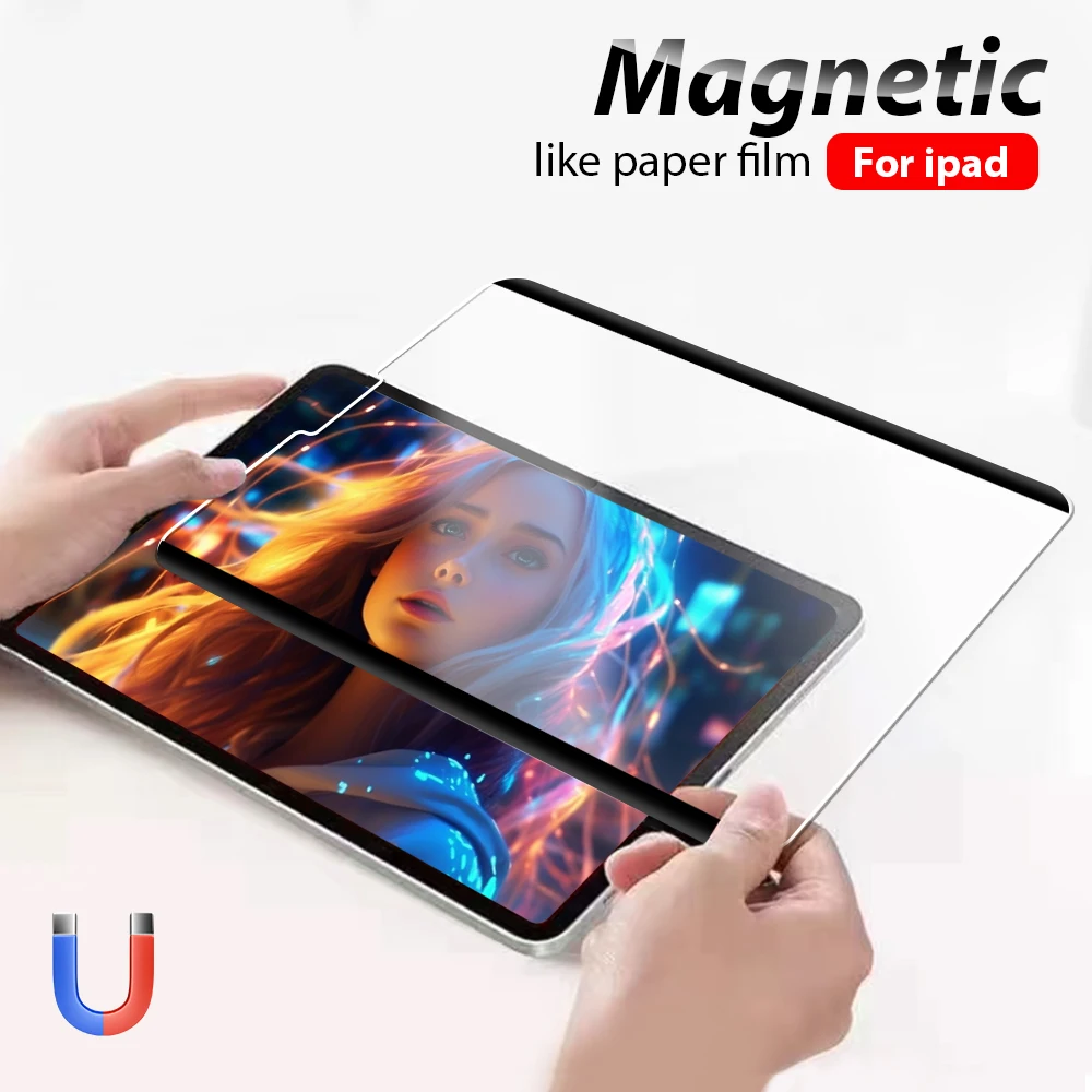 Like Paper Film For Ipad Pro Air 13 11 12.9 2024 9th 10 10th 7th 8th Generation  Screen Protector Air 5 4 3 Mini 6 Magnetic Film