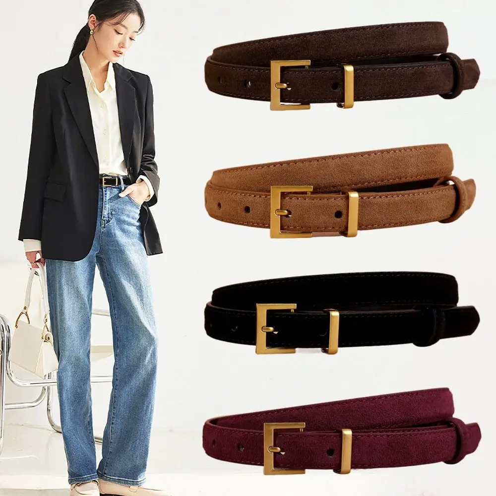 

Retro Luxury Design Suede Leather Belt Casual Trendy Pin Buckle Waistband Versatile Trouser Dress Belts Women