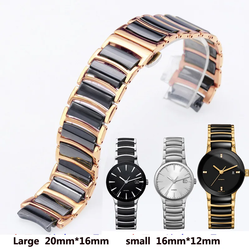 Watch Strap For Rado CENTRIX R30927722 Series Fine Steel Inter Ceramic Butterfly Buckle Women Men Watchband 12mm*16mm 16mm*20mm