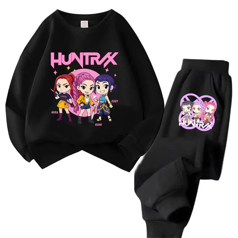 

Kpop Devil Hunter Children's 2-piece Hoodie and Running Pants Cartoon Character Printed Casual Spring Set Children's Clothing