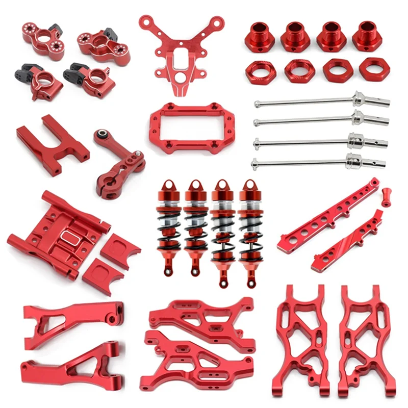 Metal Upgrade Parts Kit Suspension Arm Shock Absorber for Arrma 1/7 Infraction Limitless Felony 6S Accessories,Red