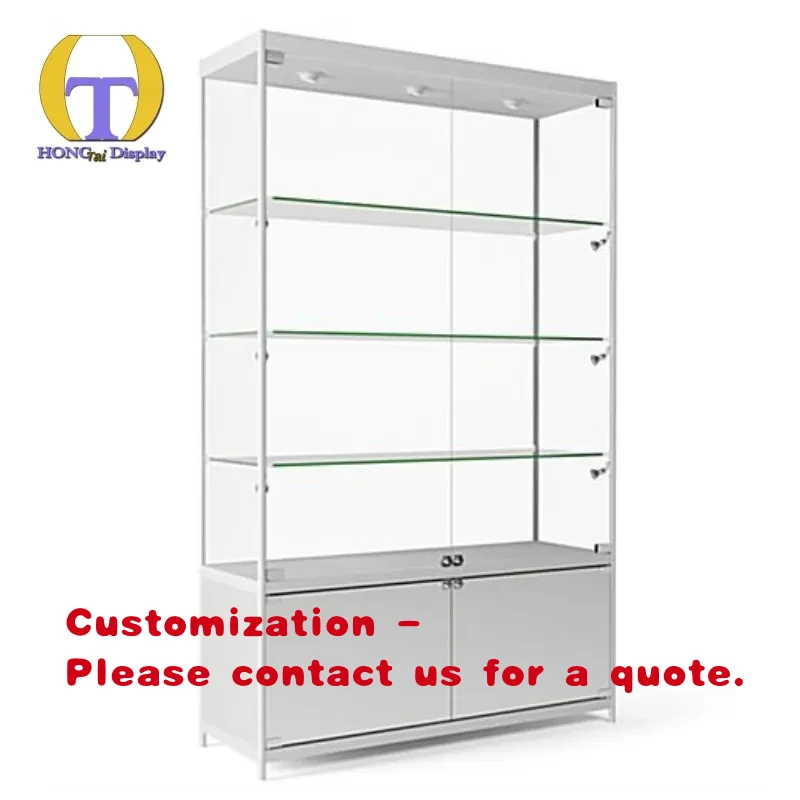 

custom.White Solid Tempered Glass Retail Shop Display Armoire Popular LED Light Store Showcase Perfume Shop and Shopping Mal