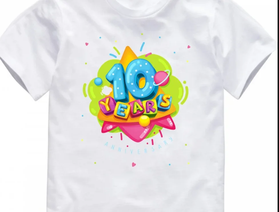 Verão camiseta para meninas e meninos, engraçado e engraçado, número 10 e 12 anos de idade