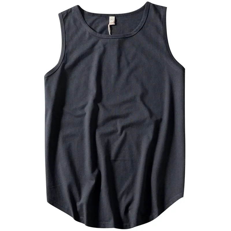 MRMT 2024 Brand New Men\'S Vest Cotton Solid Tank Top For Male Medium Long Pure Cotton Sweatwicking Tank Tops Sports Fitness Vest