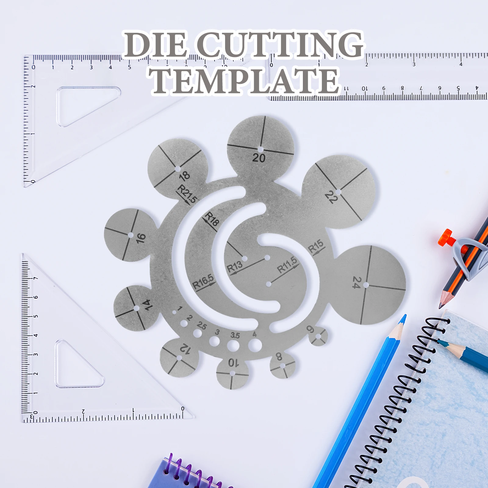 

Cutting Template Metal Ruler With Precision Scale For Diy Craft Work Multi-Use Tool Fabric Projects