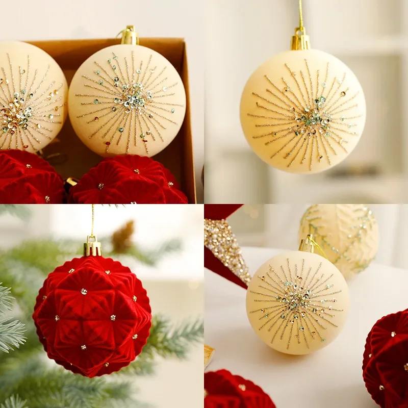 Velvet Christmas Tree Flocked Balls Hanging Pendants Tree Topper Decor for Home Window Decor Holiday New Year 2026 Navidad Gifts