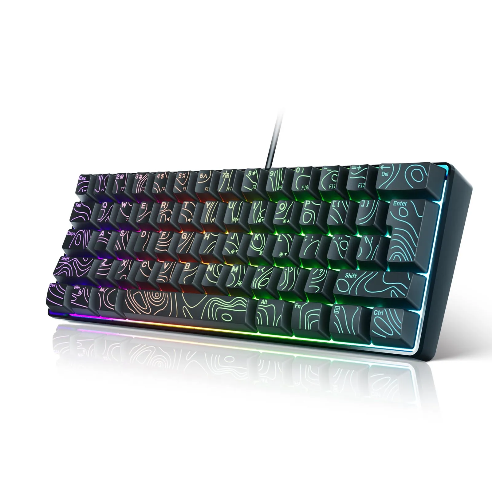 Computer Keyboard USB Wired RGB N Key Rollover Contour Keycaps Membrane Keyboard for Working Gaming 61 Key Mechanical Keyboard