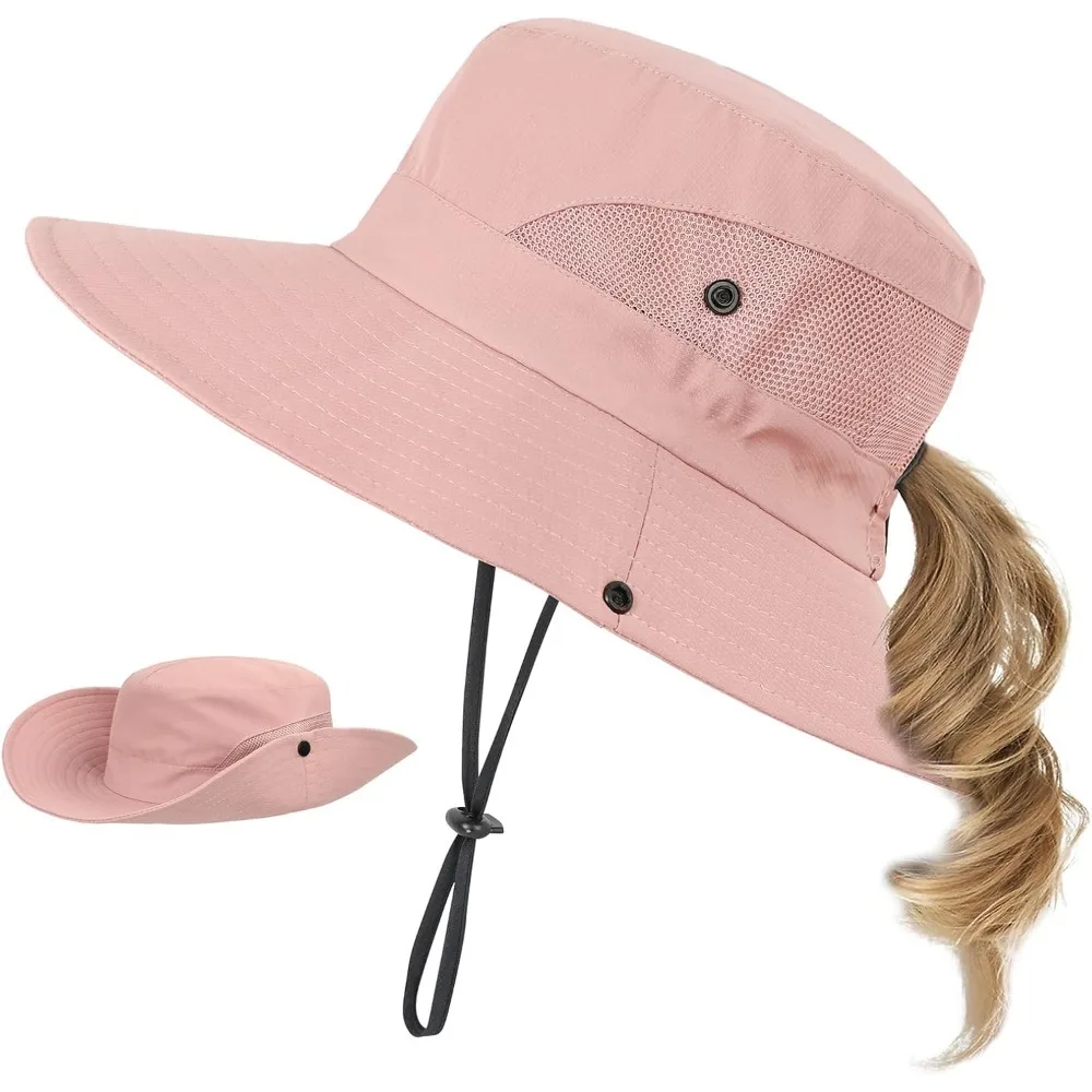 

Century Star Kids Sun Hat Ponytail Girls UPF 50 Bucket Cap Summer Beach Fishing Kids Hat Wide Brim Adjustable Swim Hat