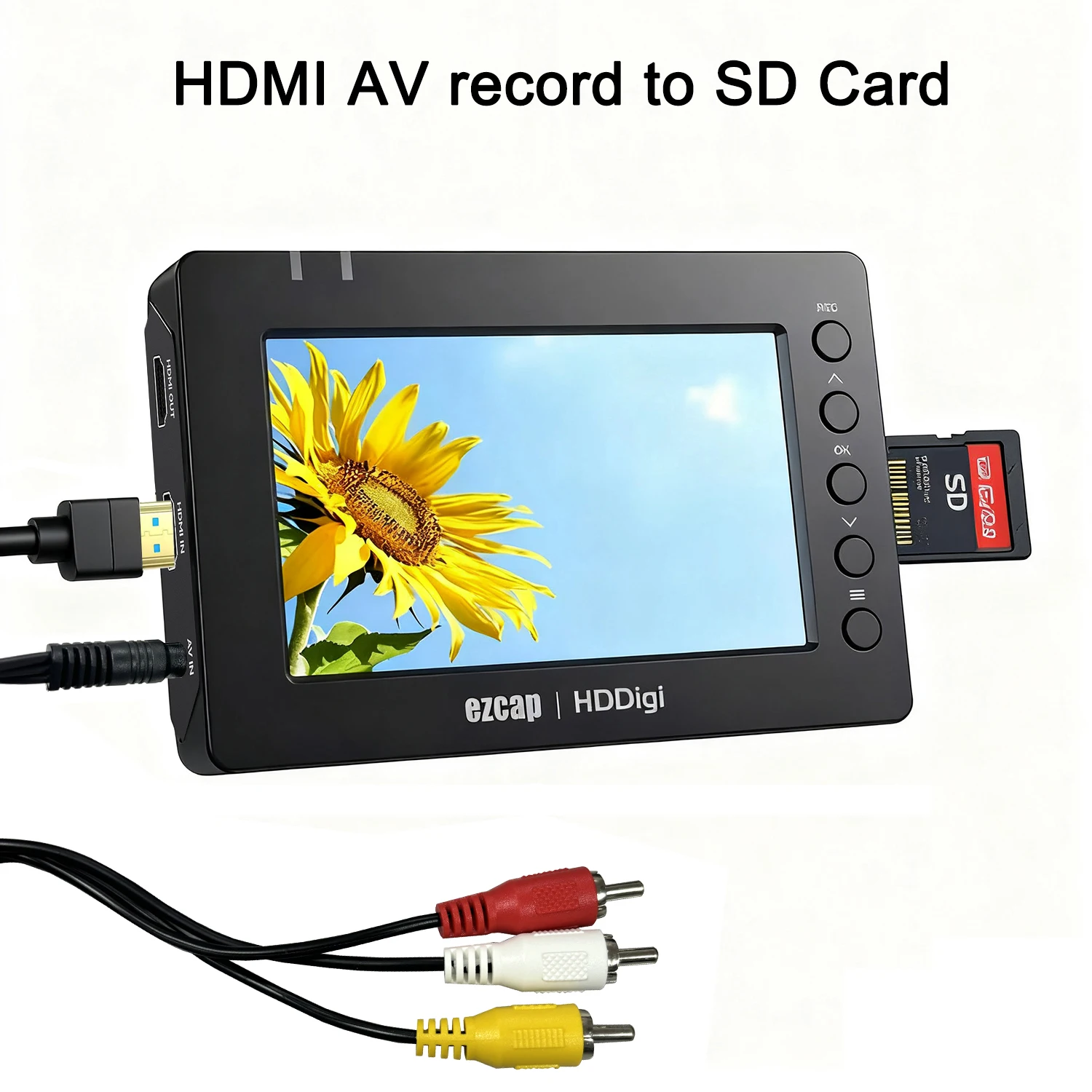 

HD 1080P HDMI RCA AV Video Capture Card Game Recorder with Screen Playback Record To SD Card for TV Box DVD VHS Player Camcorder