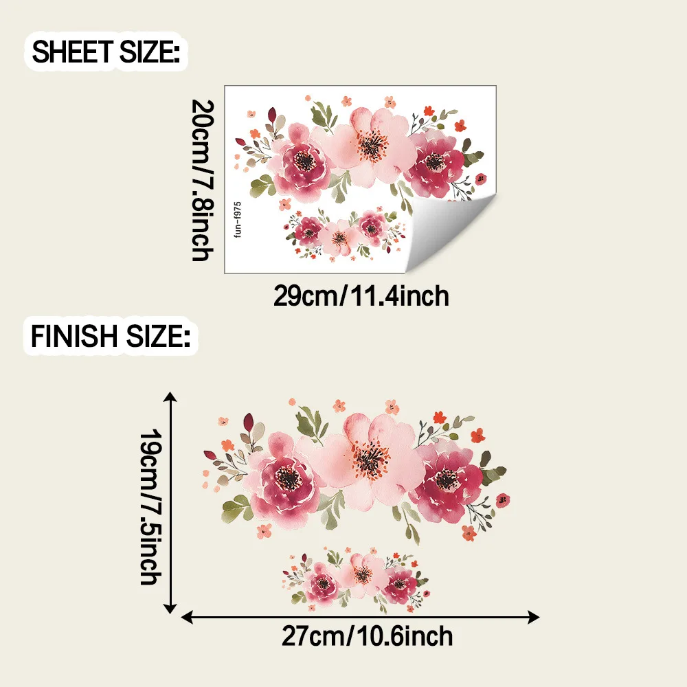 A Refreshing Watercolor Floral Sink Sticker for Kitchen And Bathroom Decor. Self-Adhesive, And Oil-Resistant Wall Decoration