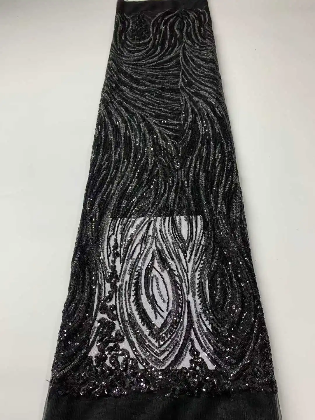 Tessuto di pizzo africano di lusso a rete 2025 di alta qualità con ricamo di paillettes Tessuto di tulle francese per abiti da sposa nigeriani da donna