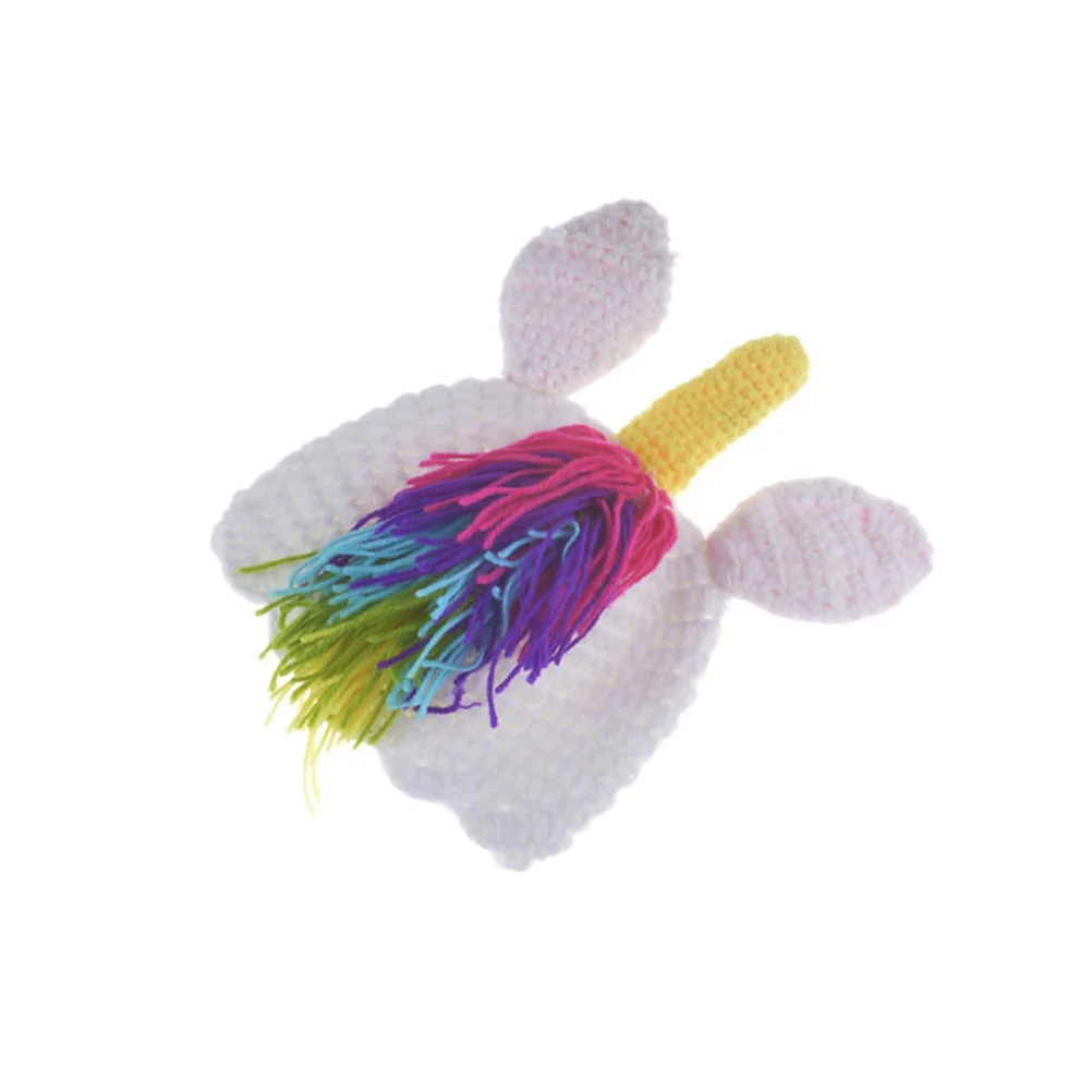 

Costumes Kit Unicorn Wool Knitted Photography Outfit Stretchy Hat Rosy Color Handmade Costume For