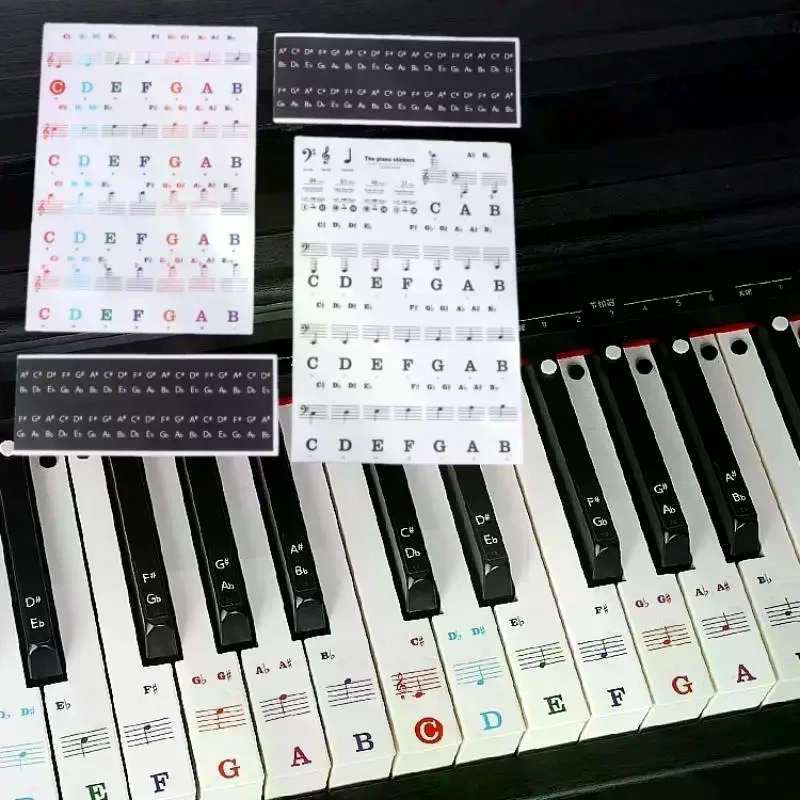 1 Set Removable Colored Piano Keyboard Stickers Note Labels For 88/61/54/49 Keys Beginner Piano Letter Stickers