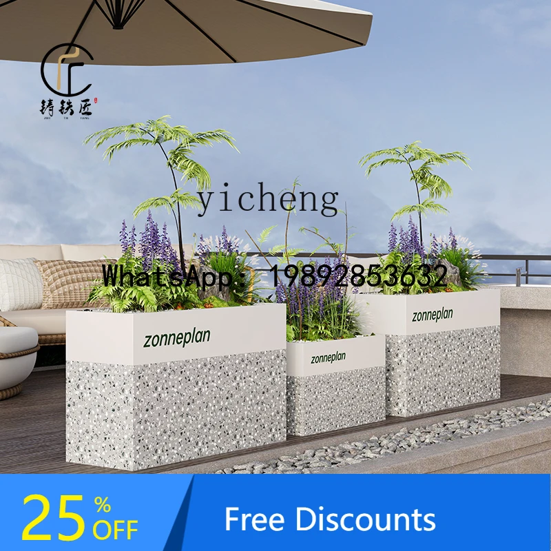 

A1 outdoor imitation terrao flower box combination galvanized sheet stainless steel restaurant milk tea shop outer