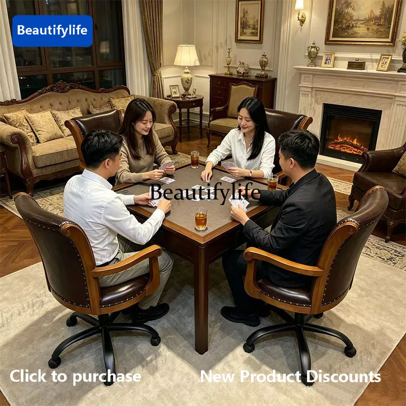 American solid wood computer chair home learning rotatable leather office chair study leather book chair