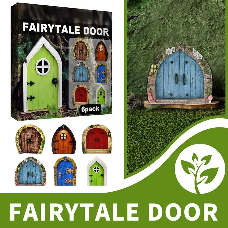 6 Pieces Fairy Door Kit Miniature Fairy Doors Multi-color Hobbit Door Fairy Doors For Trees Outdoor Mini Fairy Garden Door Great