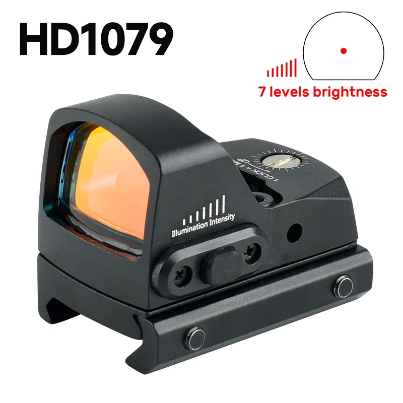 

Mini HD1079 Red Dot Sight Tactical Riflescope 3-4MOA Reflex Sight Scope Optical Airsoft Pistol Scope Glock Hunting Accessory