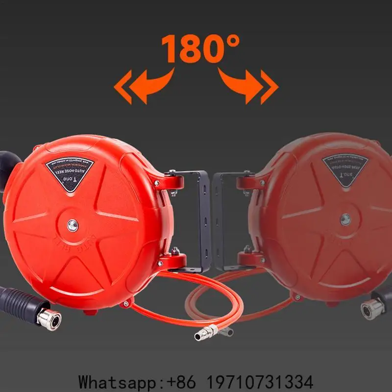 Protable 10m Air Hose Reel Automatic Rewind Commercial Wall Mounted with Swivel Bracket Quick Coupler Air Compressor Accessories