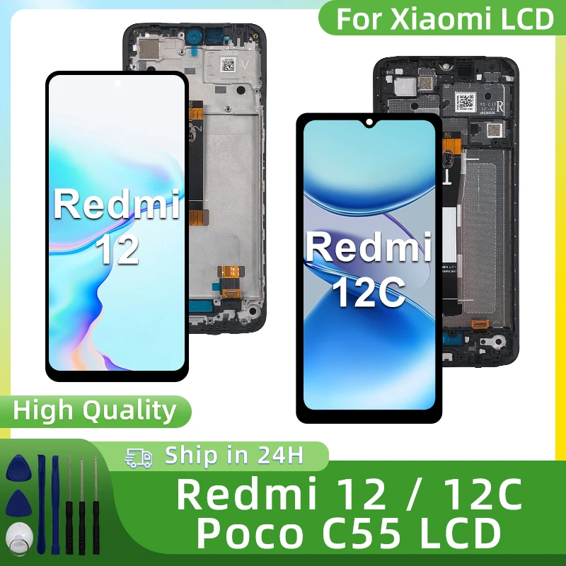 Pantalla LCD 12C para Xiaomi Redmi 12C, digitalizador de pantalla táctil Poco C55 para Redmi 12, piezas de repuesto LCD 23053RN02A