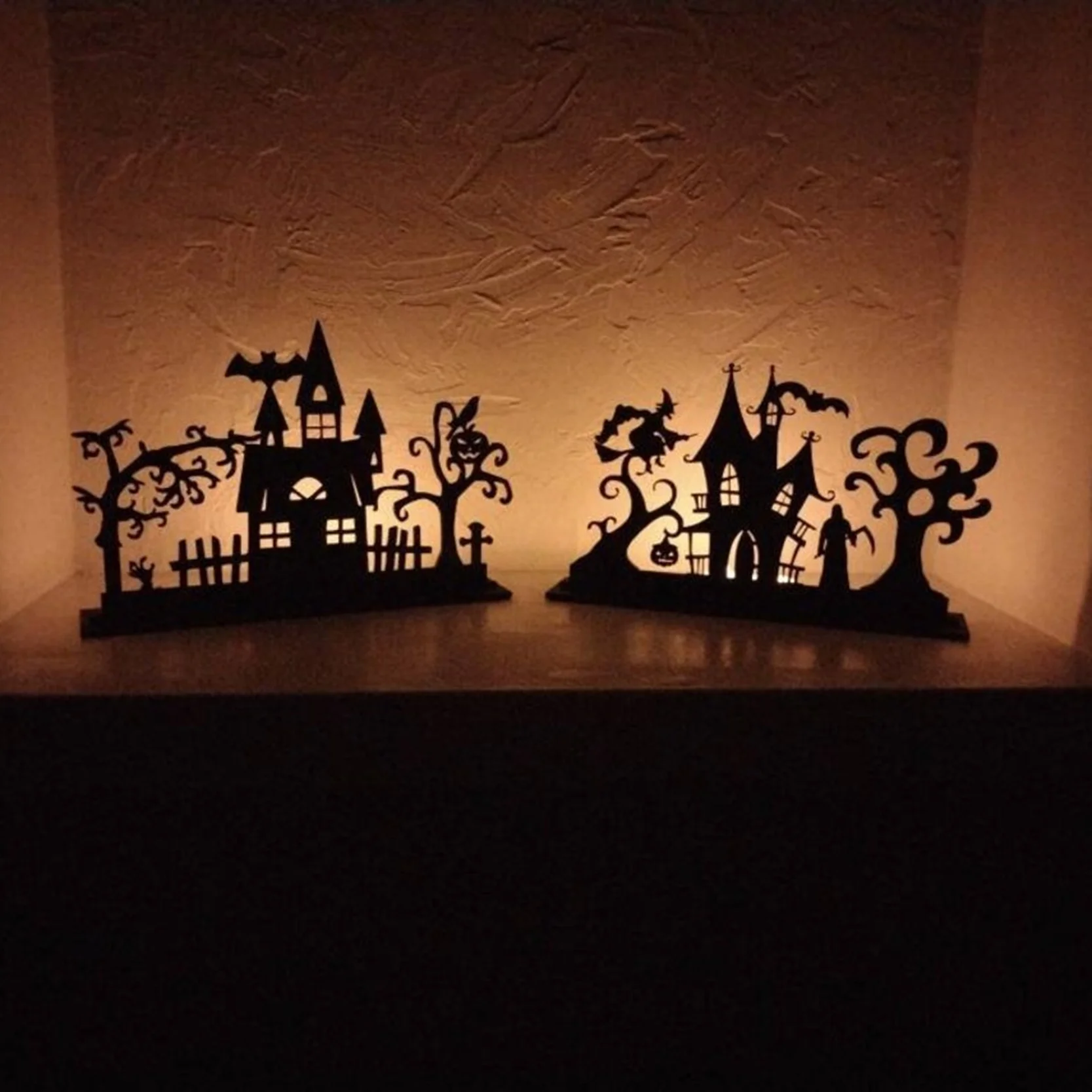 1pcs Black Wood Horror Haunted House Display Stand Halloween Table Decoration 6 Styles To Choose