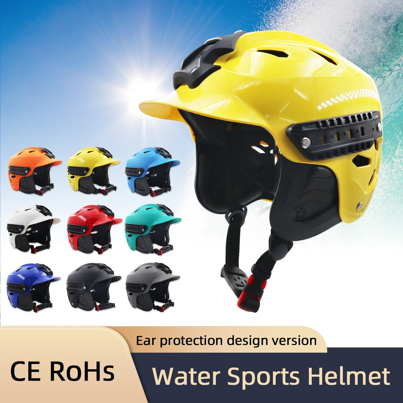 Outdoor Water Rescue Helmet Shockproof Buffer Ventilation Breathable Adjustable Head Circumference Multifunctional Fixed Base