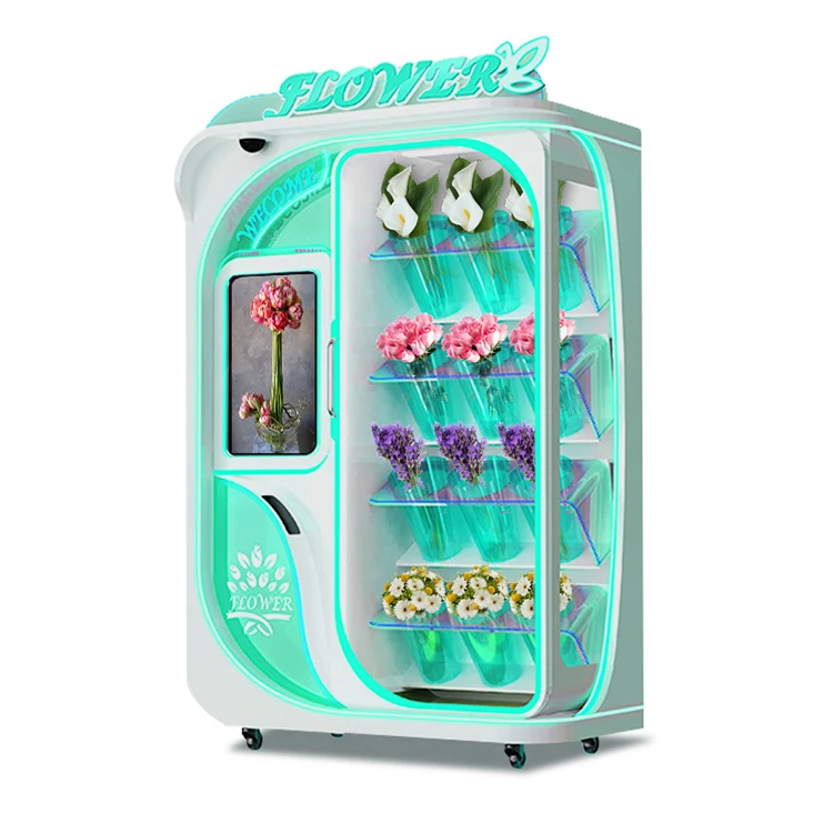 Popular Vendor Machine All Weather Fresh Flower Retail Solution 12 Slot Refrigerated Vending Machine