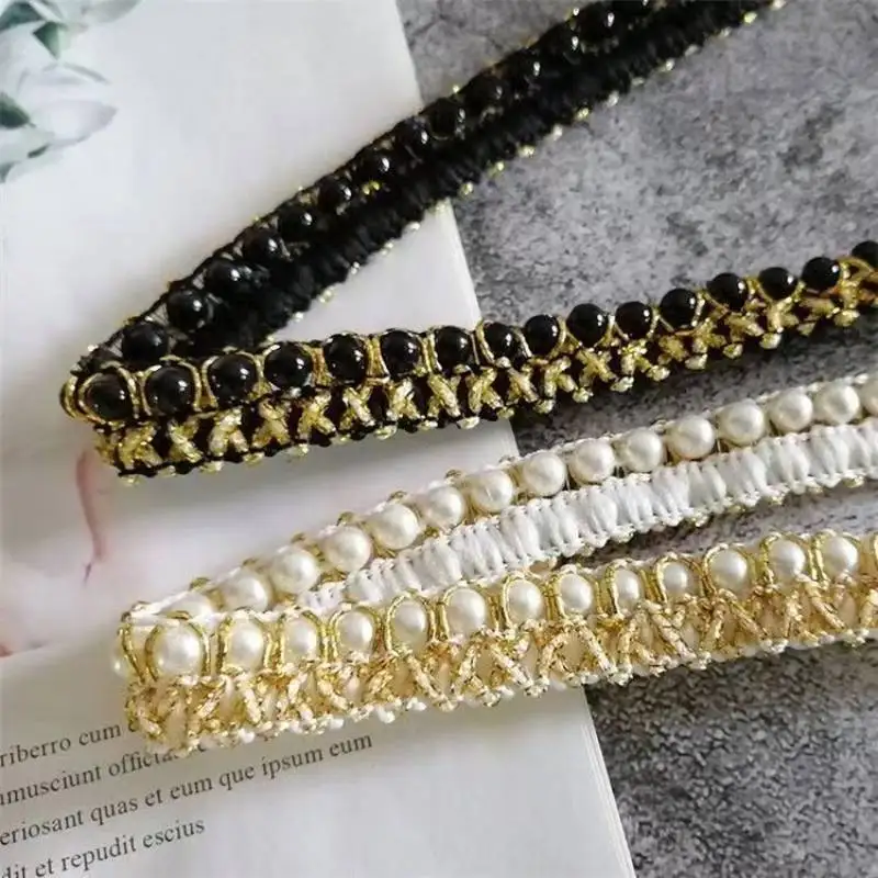 1.5cm Glitter beaded lace lace woven  men ribbon Handmade DIY decorative collar ornaments curtain garment accessories