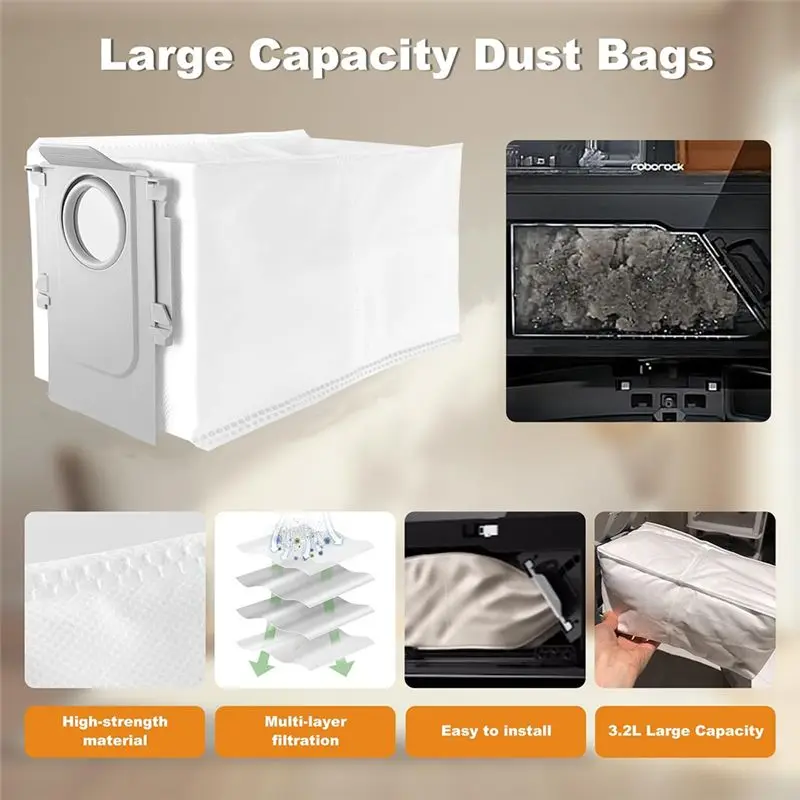 A56T-Robot Vacuum Cleaner Spare Parts Kit For Roborock Saros 10-Main Brush, Side Brush, Hepa Filter, Dust Bag, Mop Pads Accessor