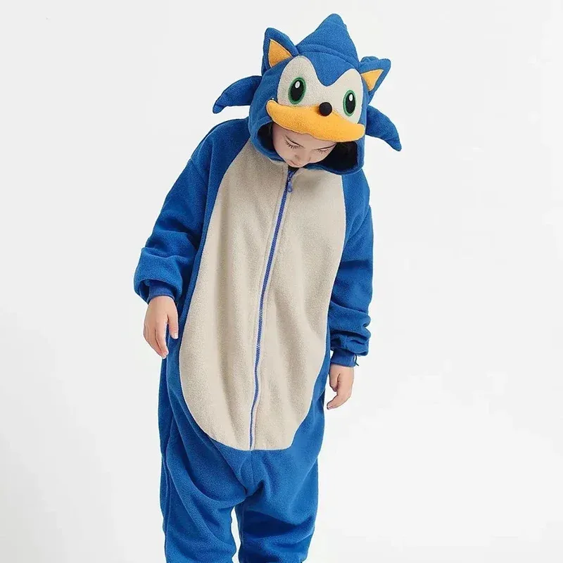 Новинка 2024 года, Egel Sonic, пижамы-комбинезоны, детский коралловый флис, комбинезон с героями мультфильмов, ночная рубашка, осенне-зимняя фланелевая домашняя одежда