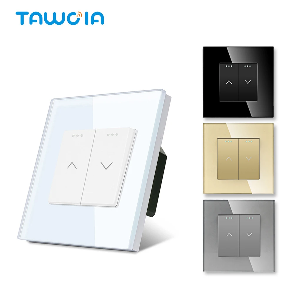 TAWOIA Normal Curtain Push Button Switch EU Glass Frame Motorized Roller Blinds Shutter Switch Automatic Rebound Reset switch