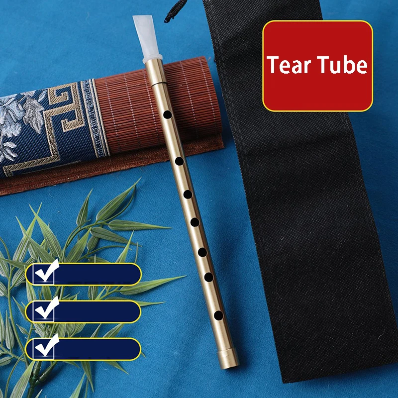 Metal Tear Tube A/G Key Electroplated Brass Color Flute Beginners Adults Chinese Flute Professional Wind Musical Instrument