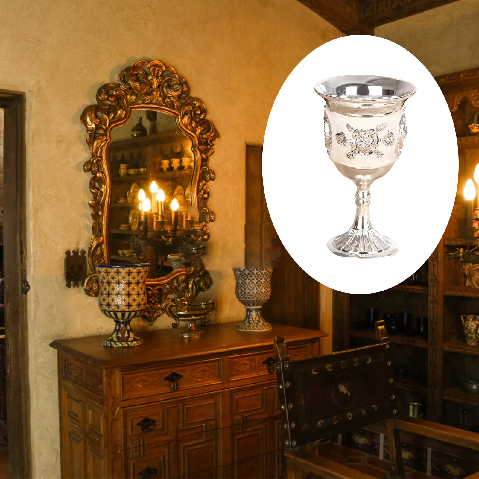 

Vintage Chalice Wine Goblet European Style Classic Metal Goblet for Family Friend Neighbor Gift