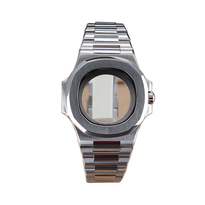 For 40mm Square Watch Case Strap Sapphire Glass For Modified Nautilus Style NH35 NH36 NH38 Movement 10Bar Waterproof 30.5mm Dial
