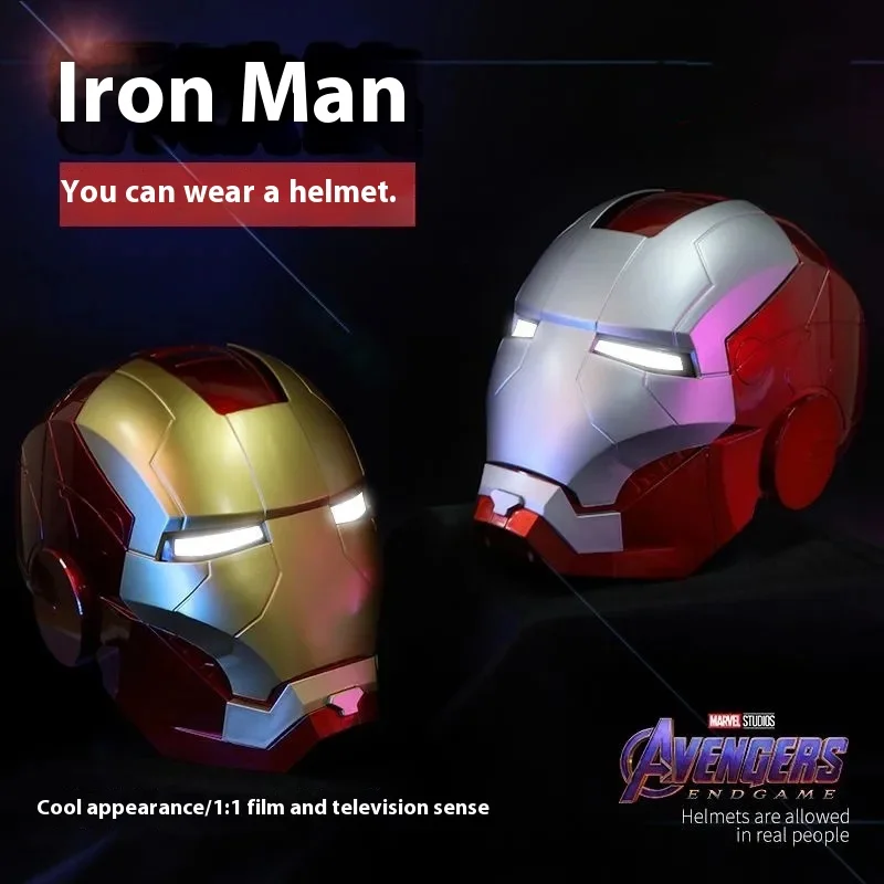 Marvel Avengers Action Figure Iron Man 1:1 Cosplay Glow Helmet Light Led Ironman Mask Pvc Model Toys Child Adult Christmas Gift