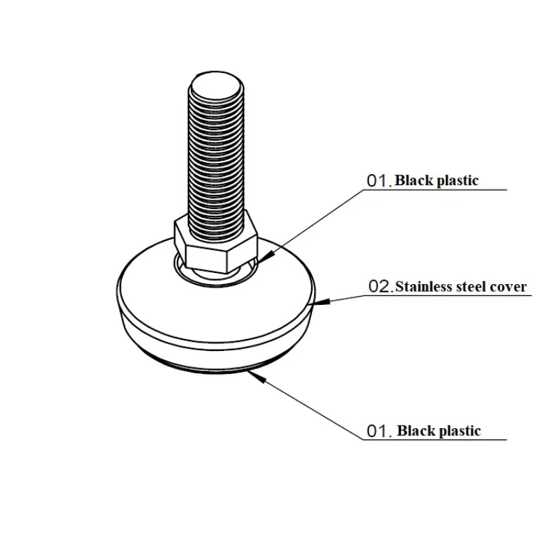 Adjustable Lathe Leg Thread Type  Levelling Feet Swivel Base Articulating Legs M6/M8/M10 Furniture Pads Screw