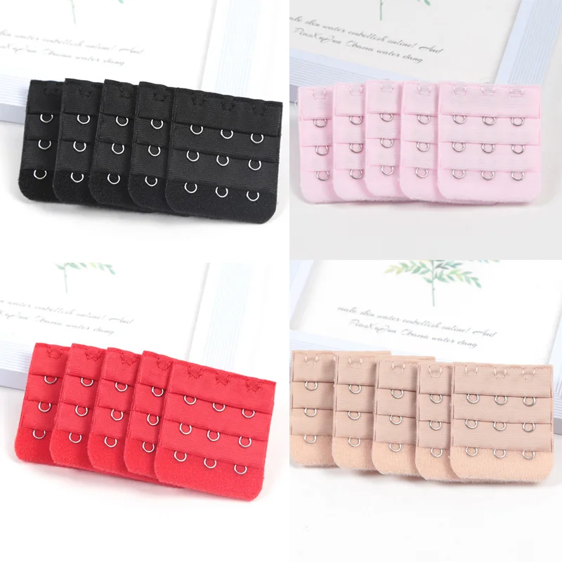 5PCS 3-Rows 3-Hooks Bra Extender with Stainless Steel Hooks for Bras, Adjustable Extra Length Soft Velvet Back Closure