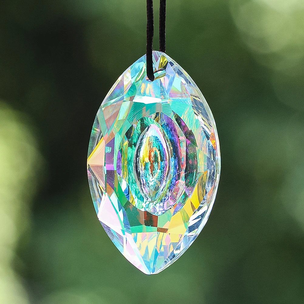 50mm Colorful Faceted Crystal Prism Pendant AB Rainbow Suncatcher Hanging Window Light Reflecting Home Decor Ornament
