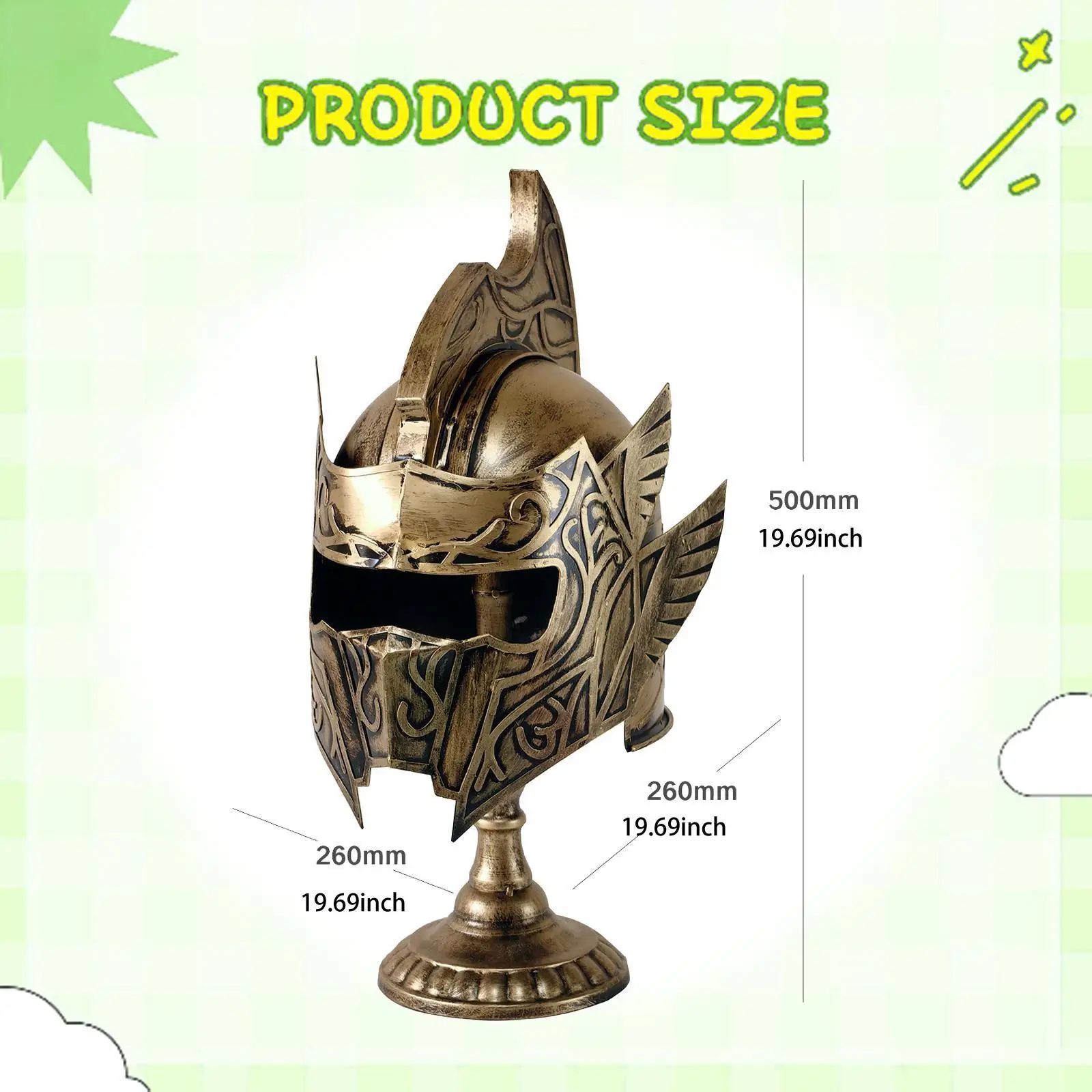 Sparta Helmet for Men Ancient Costume Sparta Costume Accessory Hat Soldier Helmet for Party Stage Performance Cosplay Home Decor