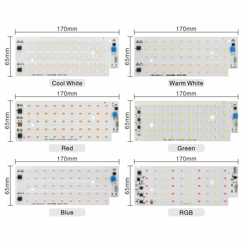 2pcs LED RGB Flood Light Chip 50W SMD 2835 Outdoor Floodlight Spotlight Bead AC 220V-240V For LED Street Lamp Landscape Lighting