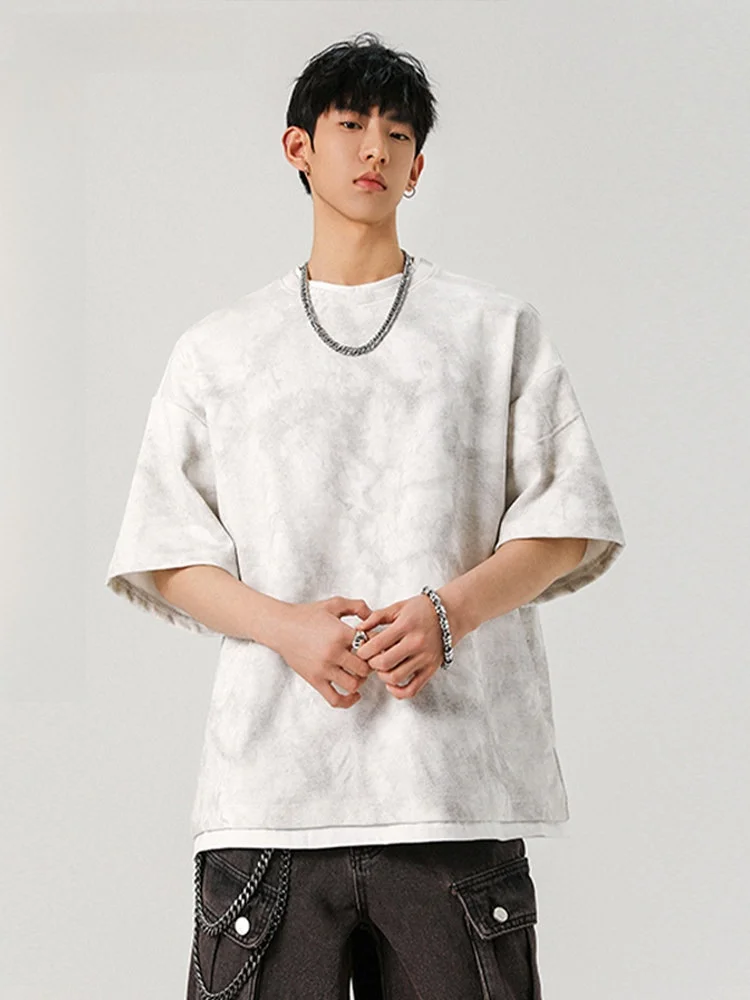 

Мужская футболка VIIOW в американском ретро-стиле с эффектом тай-дай, модная, свободного кроя, с круглым вырезом, дышащая, из хлопка