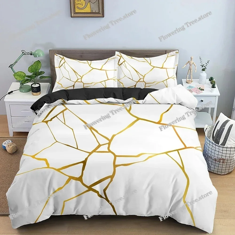 

Marble Texture Bedding Set Boys Girls Twin Queen Size Duvet Cover Pillowcase Bed Kids Adult Fashion Home Textileextile